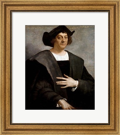 Framed Christopher Columbus, by Sebastiano del Piombo, 1519 Print
