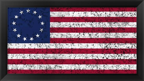 Framed 13 star Betsy Ross American flag Print