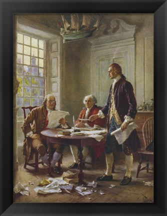 Framed Writing of the Declaration of Independence Print