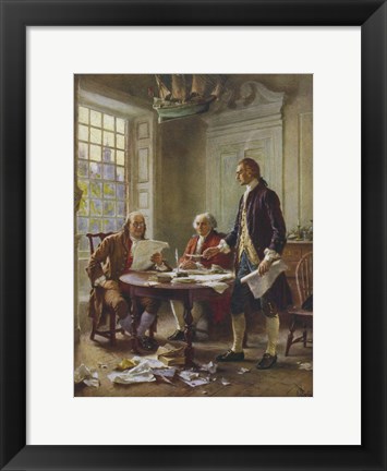 Framed Writing of the Declaration of Independence Print