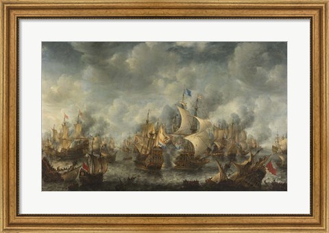 Framed Battle of Ter Heijde naval battle during the First Anglo-Dutch War Print