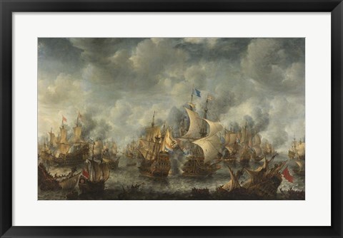 Framed Battle of Ter Heijde naval battle during the First Anglo-Dutch War Print