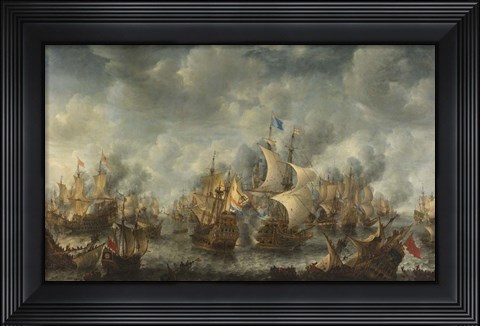 Framed Battle of Ter Heijde naval battle during the First Anglo-Dutch War Print