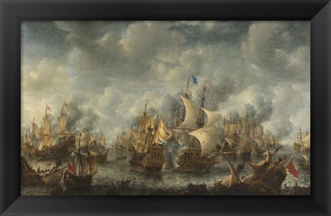 Framed Battle of Ter Heijde naval battle during the First Anglo-Dutch War Print
