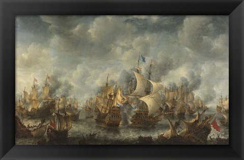 Framed Battle of Ter Heijde naval battle during the First Anglo-Dutch War Print