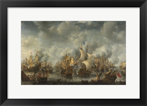 Framed Battle of Ter Heijde naval battle during the First Anglo-Dutch War Print