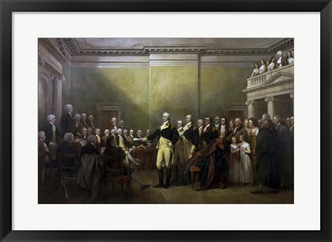 Framed General George Washington resigning his Commission Print