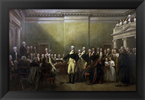 Framed General George Washington resigning his Commission Print