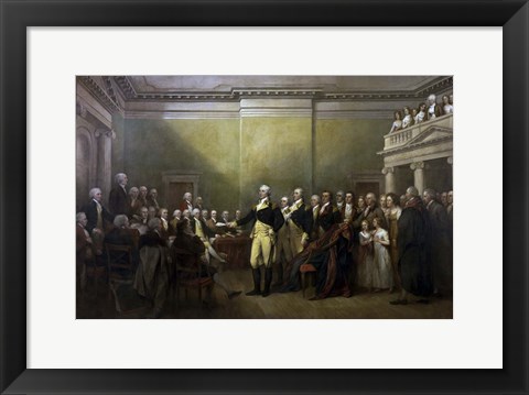 Framed General George Washington resigning his Commission Print