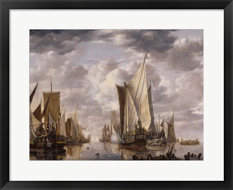 Framed Dutch East India Company grand ships at the Dutch port of Flushing Print