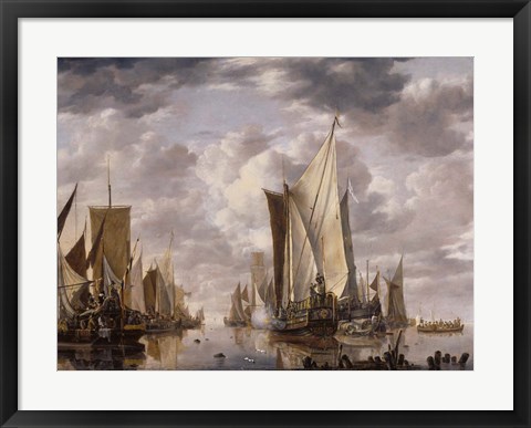 Framed Dutch East India Company grand ships at the Dutch port of Flushing Print