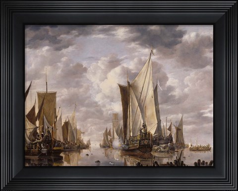 Framed Dutch East India Company grand ships at the Dutch port of Flushing Print
