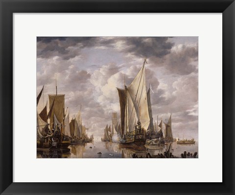 Framed Dutch East India Company grand ships at the Dutch port of Flushing Print