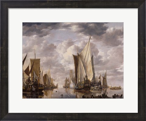 Framed Dutch East India Company grand ships at the Dutch port of Flushing Print