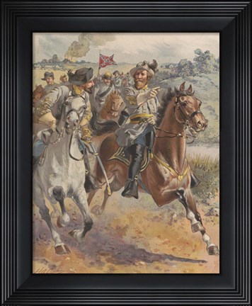 Framed General JEB Stuart&#39;s raid around McClellan in June 1862 Print