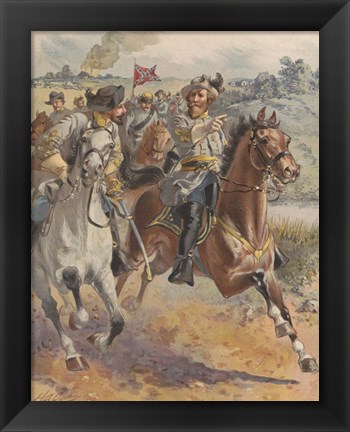 Framed General JEB Stuart&#39;s raid around McClellan in June 1862 Print