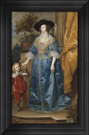 Framed Queen Henrietta Maria of France with Sir Jeffrey Hudson Print