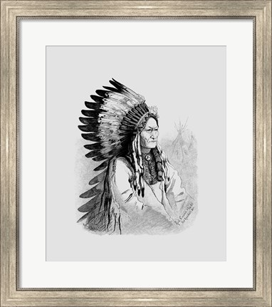 Framed Native Indian Chief, Sitting Bull Print