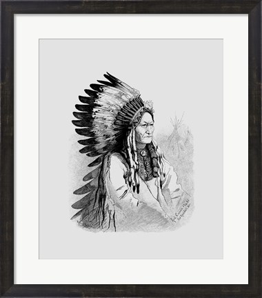 Framed Native Indian Chief, Sitting Bull Print