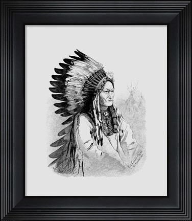 Framed Native Indian Chief, Sitting Bull Print