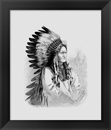 Framed Native Indian Chief, Sitting Bull Print