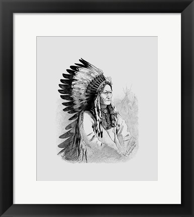 Framed Native Indian Chief, Sitting Bull Print