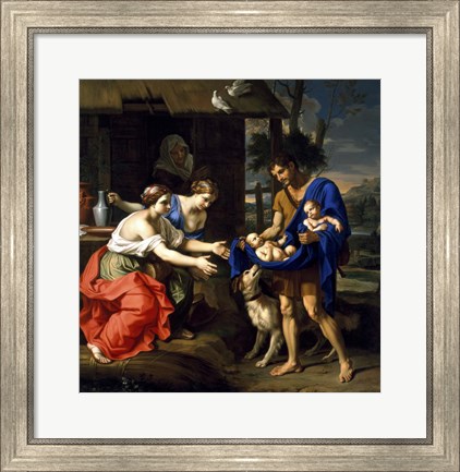 Framed Shepherd Faustulus presenting infants Romulus and Remus to his Wife Print