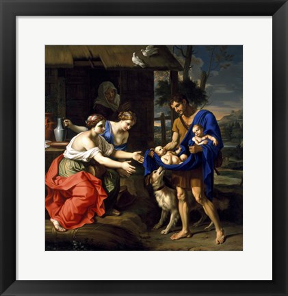 Framed Shepherd Faustulus presenting infants Romulus and Remus to his Wife Print