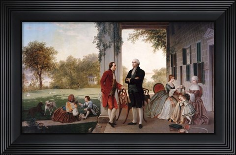 Framed George Washington and Marquis de Lafayette at Mount Vernon Print