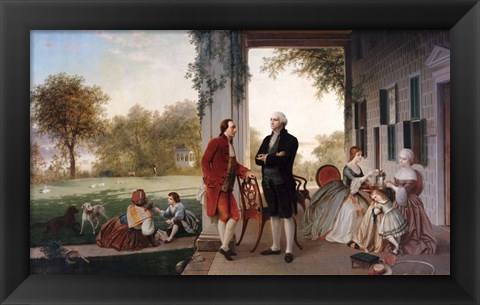 Framed George Washington and Marquis de Lafayette at Mount Vernon Print