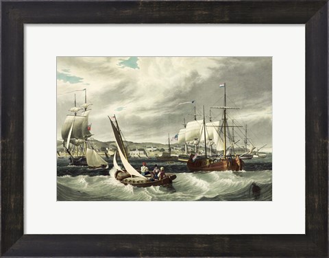 Framed Ships and Boats Offshore of the New York quarantine station Swinburne Island Print