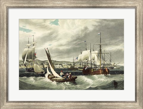 Framed Ships and Boats Offshore of the New York quarantine station Swinburne Island Print