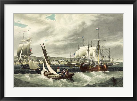 Framed Ships and Boats Offshore of the New York quarantine station Swinburne Island Print