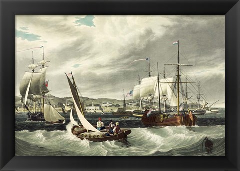 Framed Ships and Boats Offshore of the New York quarantine station Swinburne Island Print