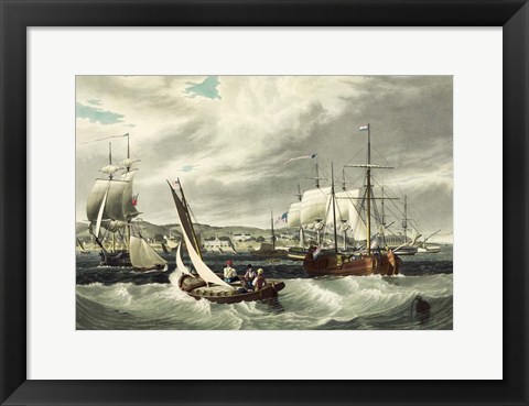 Framed Ships and Boats Offshore of the New York quarantine station Swinburne Island Print