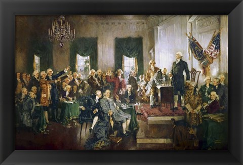 Framed Signing of the US Constitution at Independence Hall, Philadelphia, September 17, 1787 Print