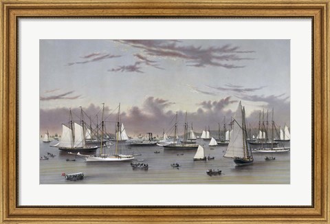 Framed Yacht Squadron at Newport, circa 1872 Print