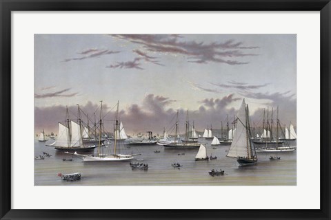 Framed Yacht Squadron at Newport, circa 1872 Print