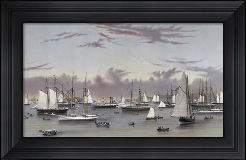 Framed Yacht Squadron at Newport, circa 1872 Print