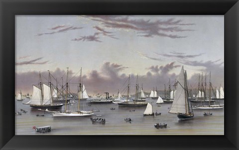 Framed Yacht Squadron at Newport, circa 1872 Print