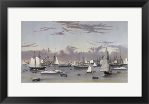 Framed Yacht Squadron at Newport, circa 1872 Print