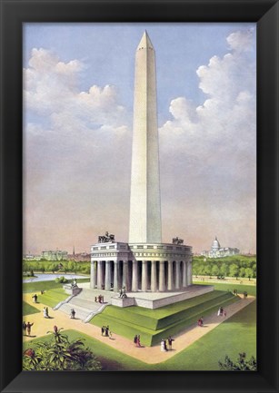 Framed National Washington Monument, circa 1885 Print