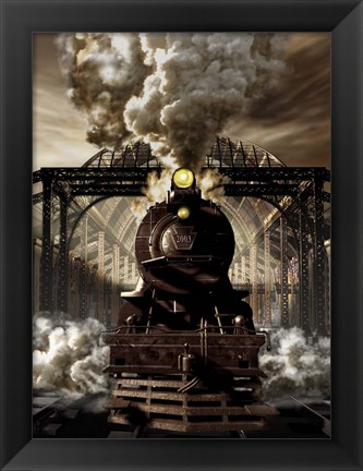 Framed Industrial age of Steam Engine Print