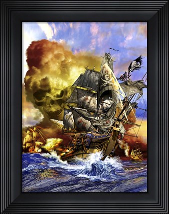 Framed Whydah Gally Pirate Ship Print