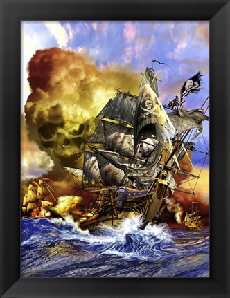 Framed Whydah Gally Pirate Ship Print