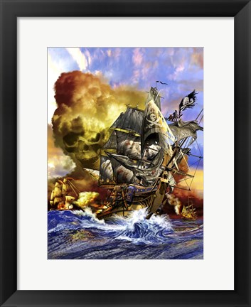 Framed Whydah Gally Pirate Ship Print