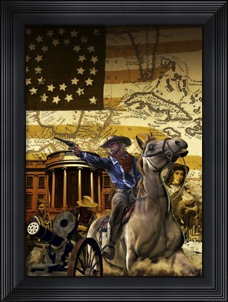 Framed General George Armstrong Custer on a Horse Print