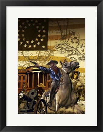 Framed General George Armstrong Custer on a Horse Print