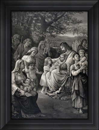 Framed Jesus blessing the Children Print