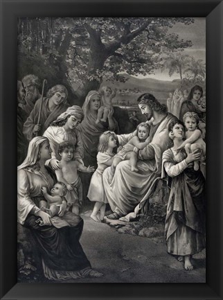 Framed Jesus blessing the Children Print